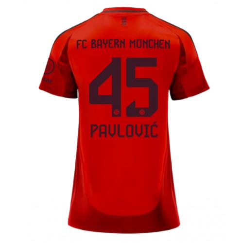 Fotballdrakt Dame Bayern Munich Aleksandar Pavlovic #45 Hjemmedrakt 2024-25 Kortermet